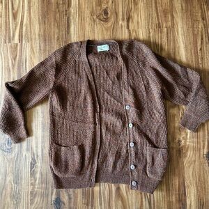 Vintage Brown Knit Cardigan Sweater